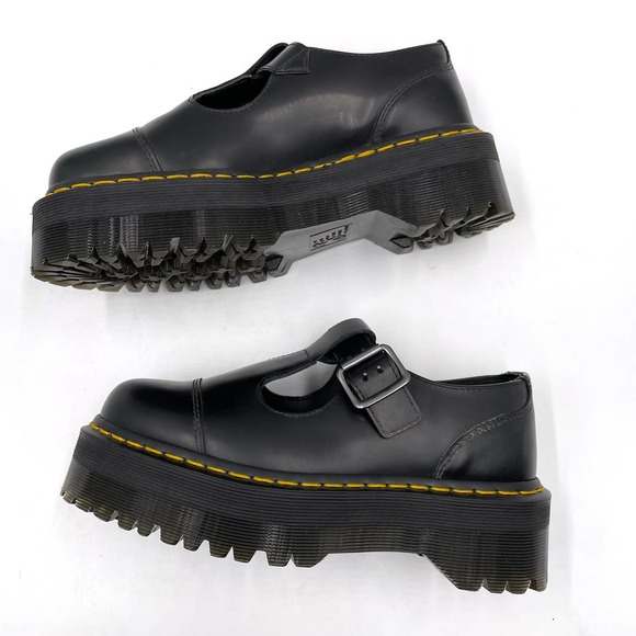 SOLD-NEW Dr Martens Bethan Black Platform Mary Jane Leather Shoes Women's Sz 6 - Picture 4 of 9